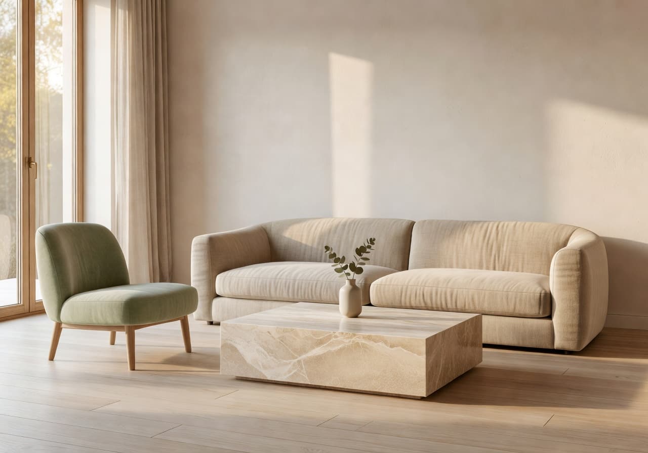 AI living room design redesigned in a warm modern style by DecorAI